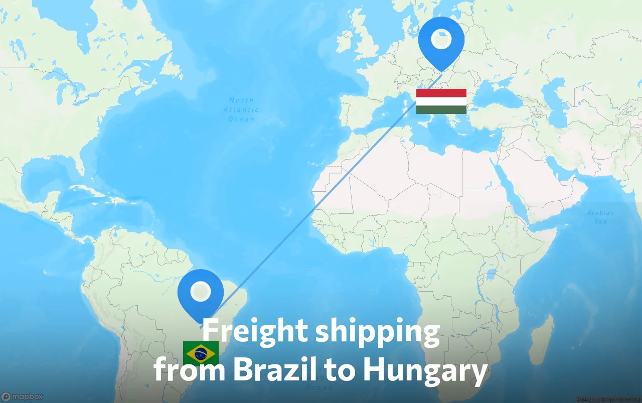Shipping route from Brazil to Hungary