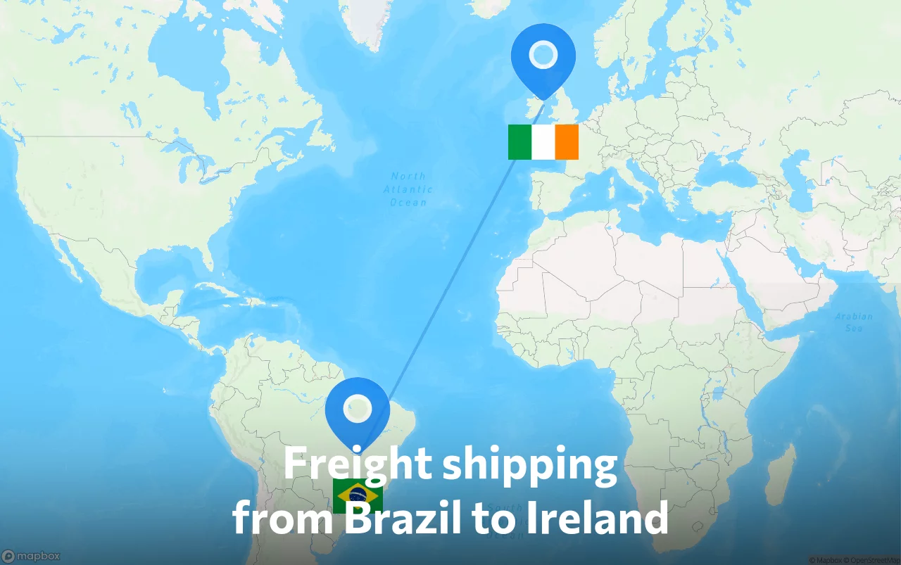 Shipping route from Brazil to Ireland
