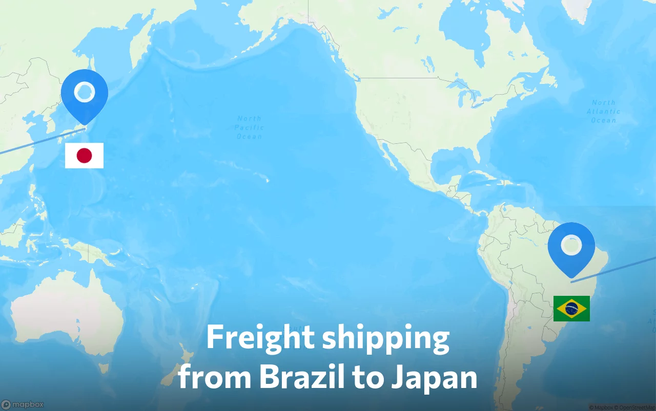 Shipping route from Brazil to Japan
