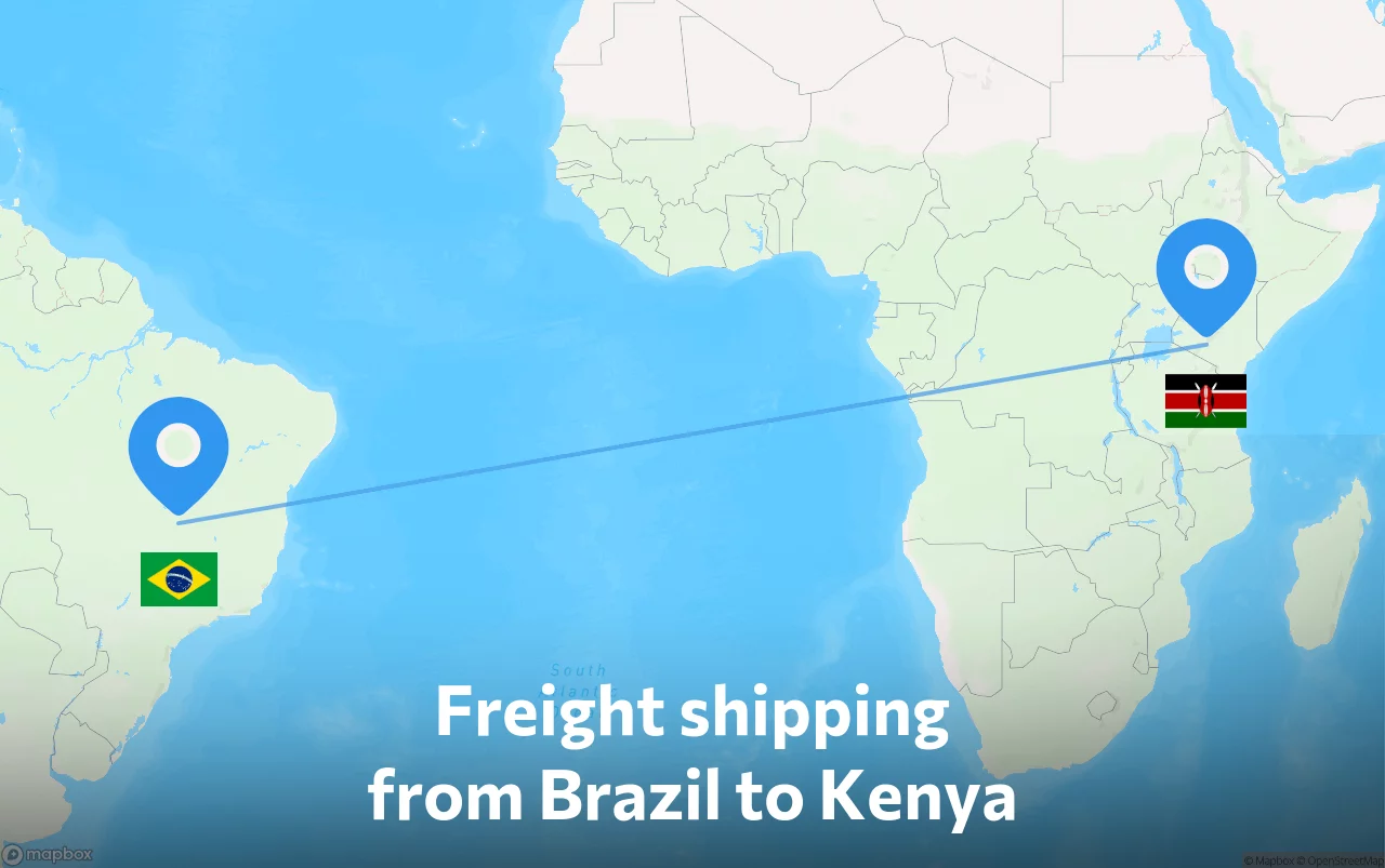 Shipping route from Brazil to Kenya