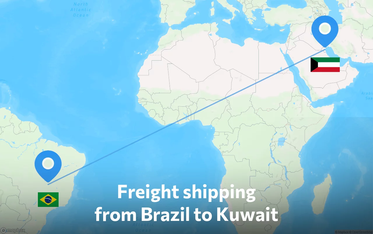Shipping route from Brazil to Kuwait