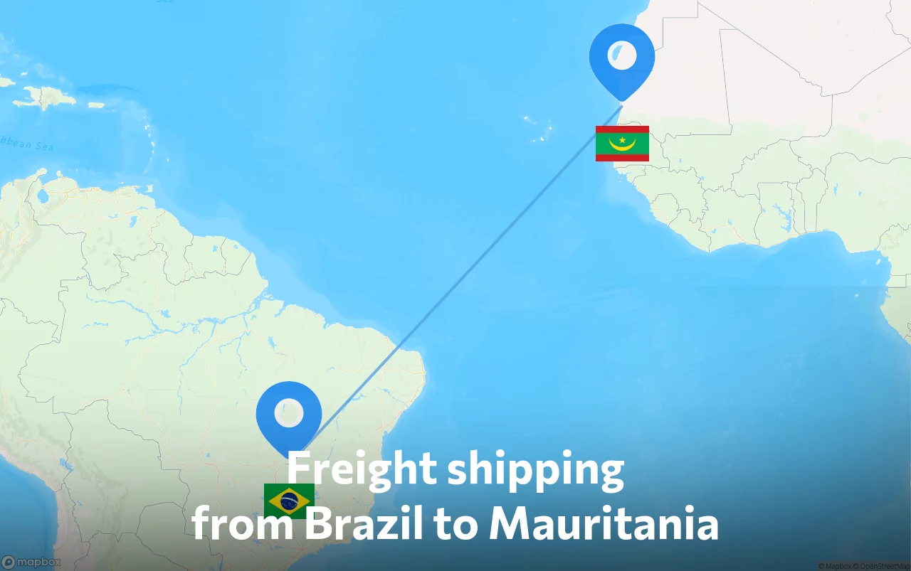 Shipping route from Brazil to Mauritania