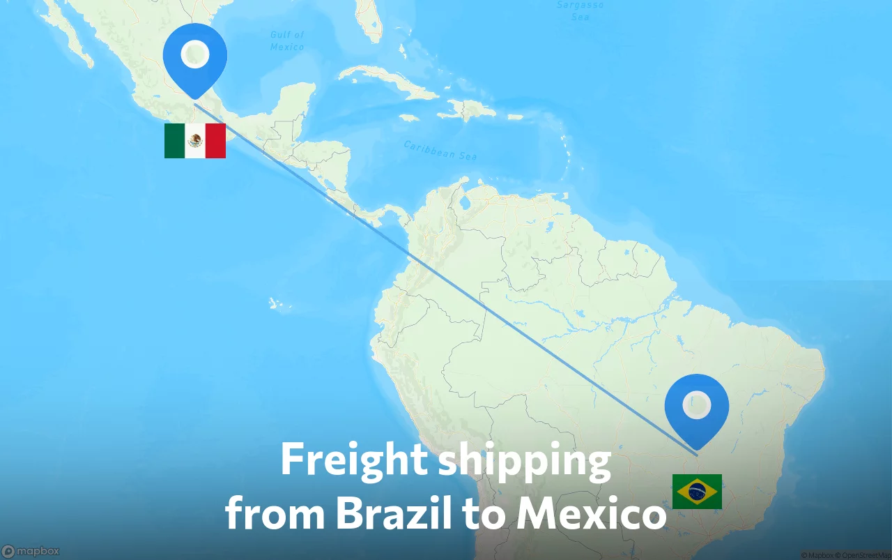 Shipping route from Brazil to Mexico