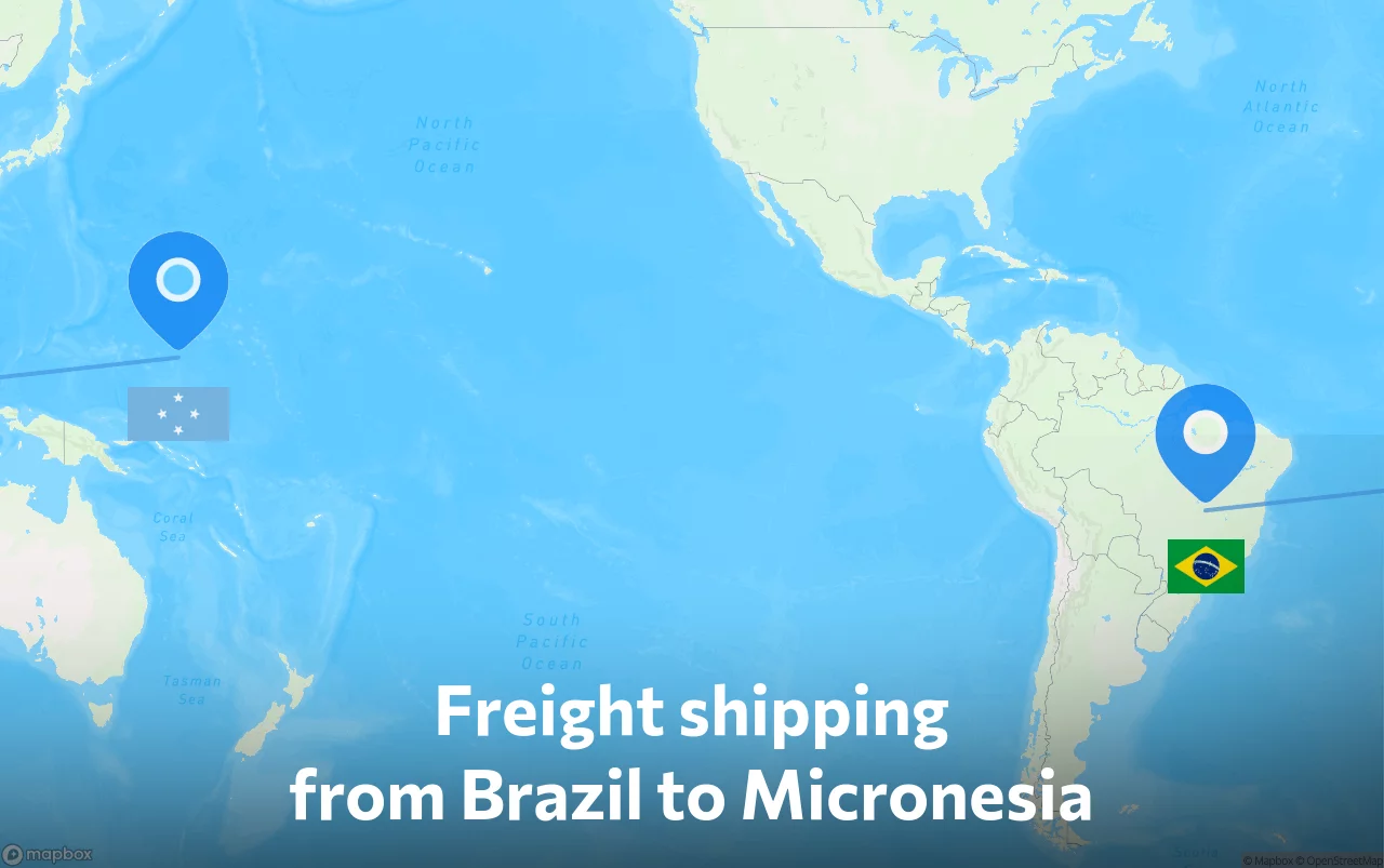 Shipping route from Brazil to Micronesia