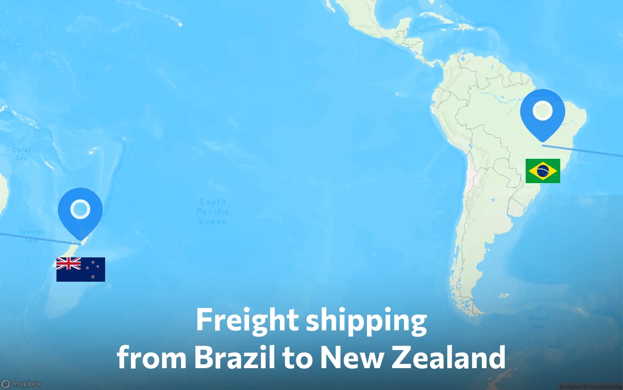 Shipping route from Brazil to New Zealand