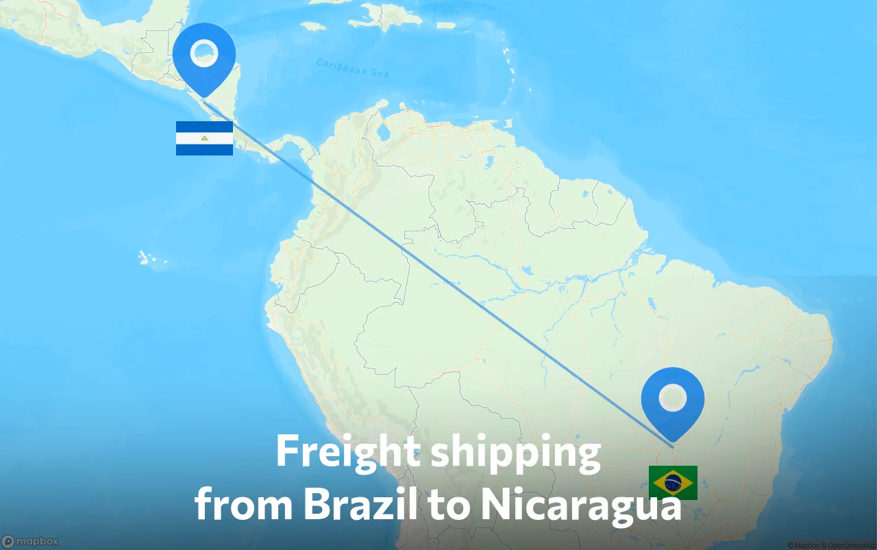 Shipping route from Brazil to Nicaragua