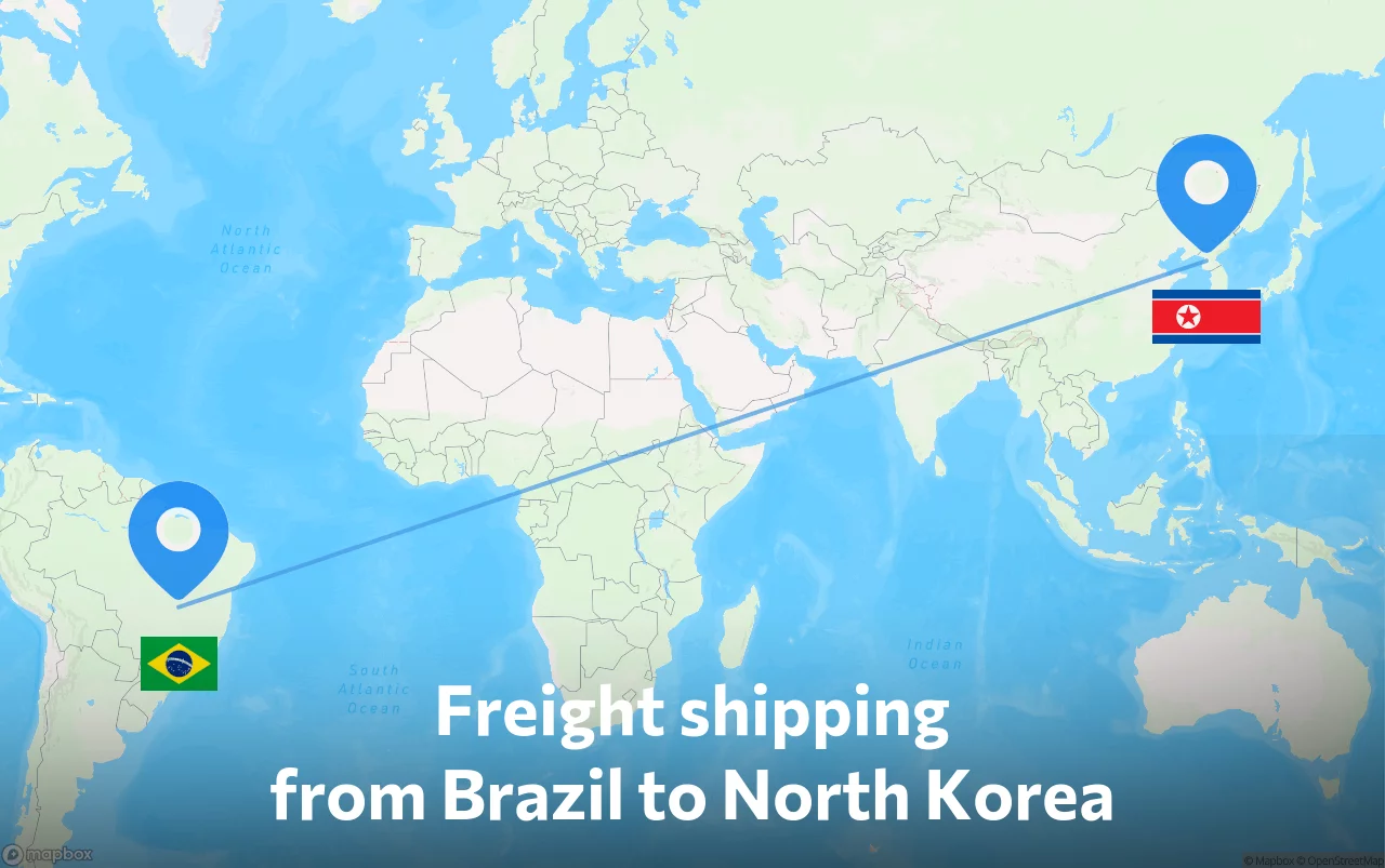 Shipping route from Brazil to North Korea