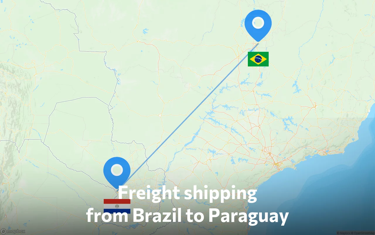 Shipping route from Brazil to Paraguay