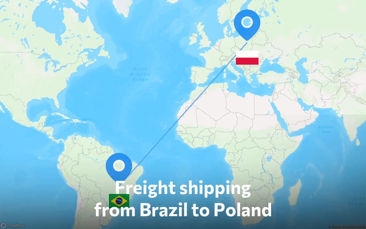 Shipping route from Brazil to Poland