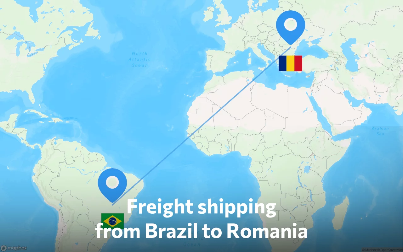 Shipping route from Brazil to Romania