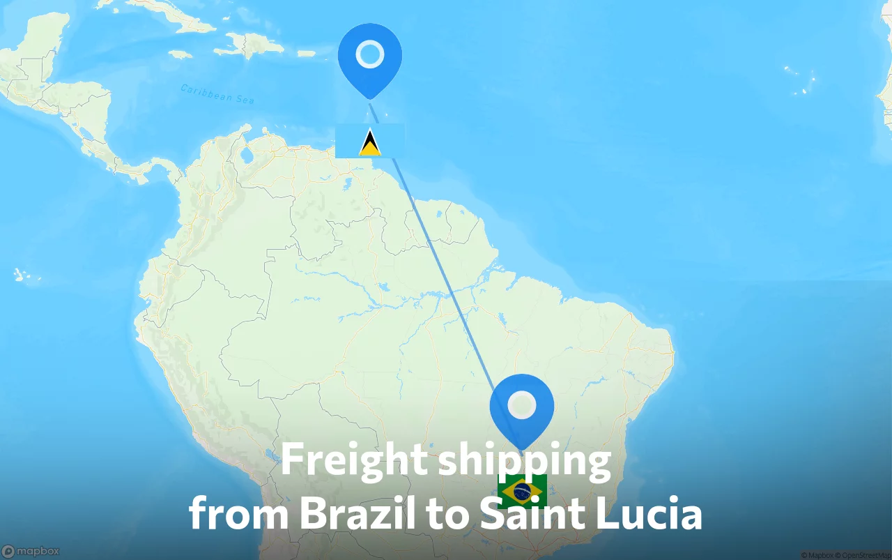 Shipping route from Brazil to Saint Lucia