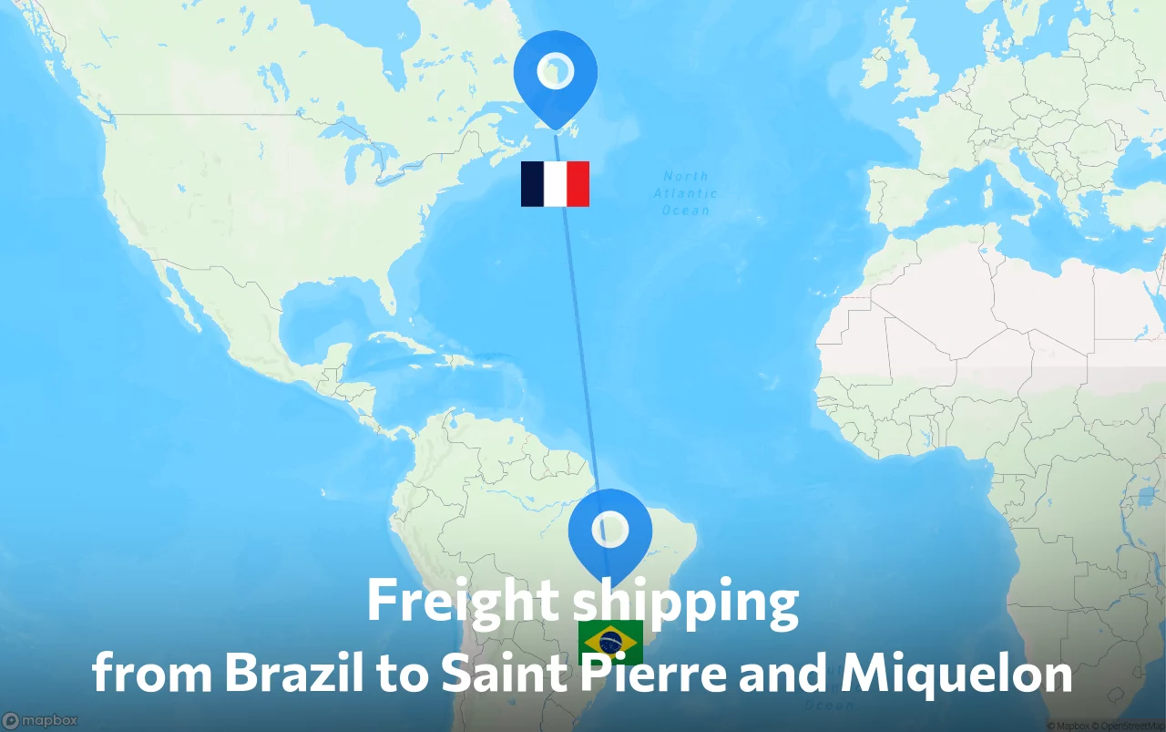 Shipping route from Brazil to Saint Pierre and Miquelon
