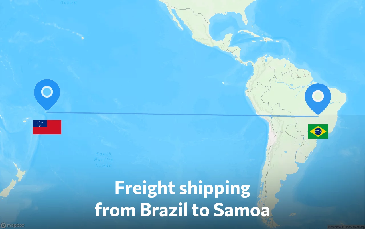 Shipping route from Brazil to Samoa