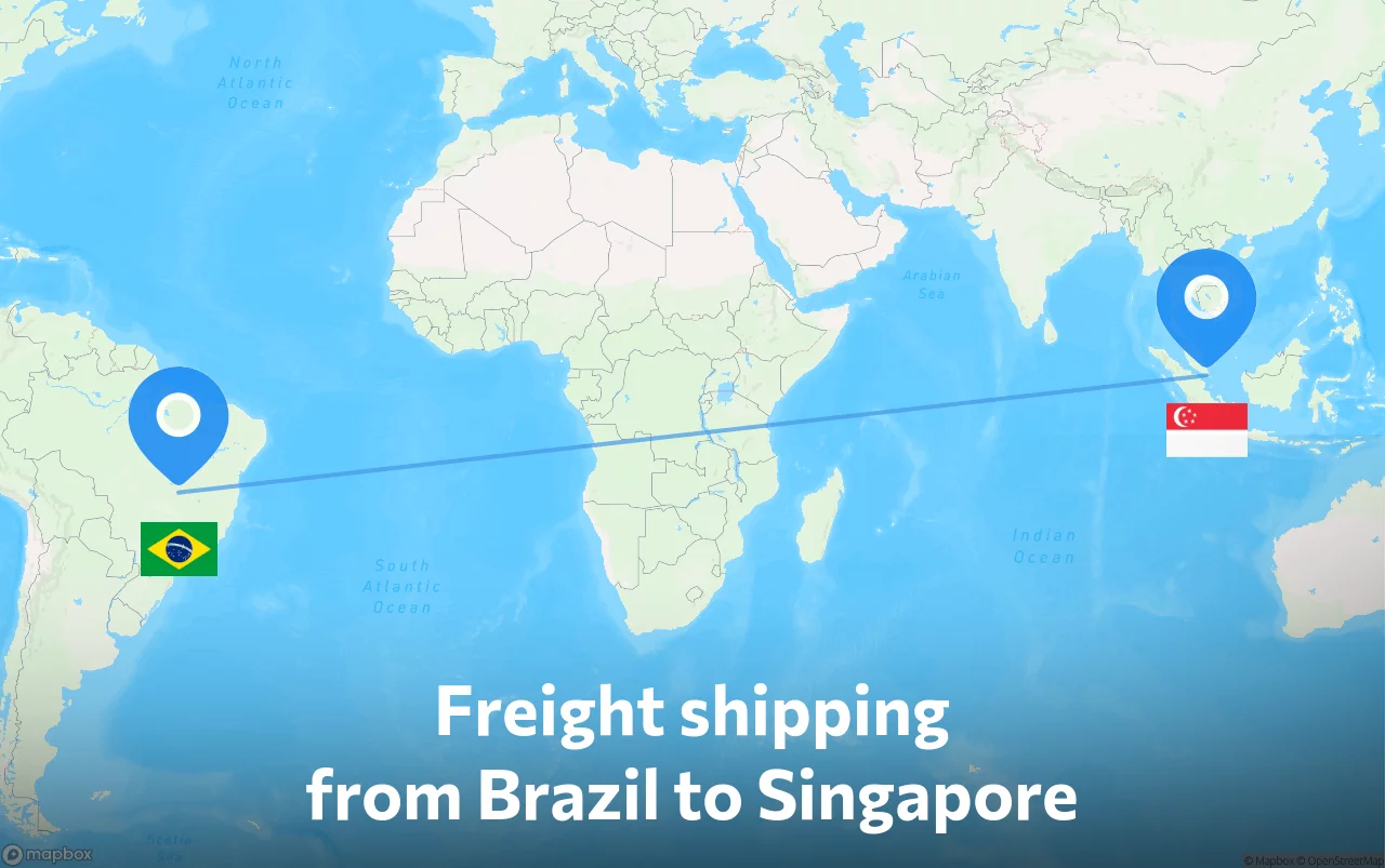 Shipping route from Brazil to Singapore
