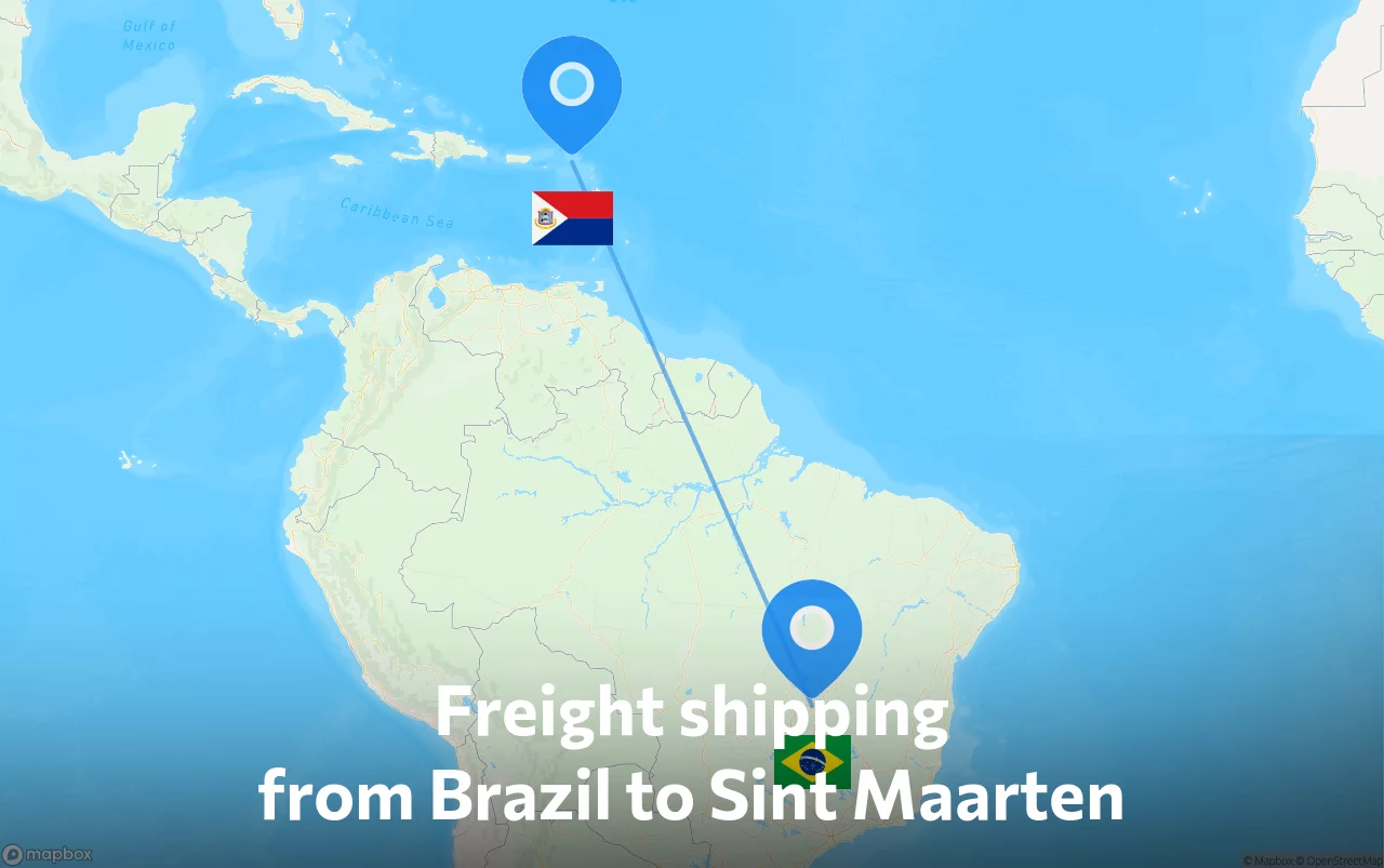 Shipping route from Brazil to Sint Maarten