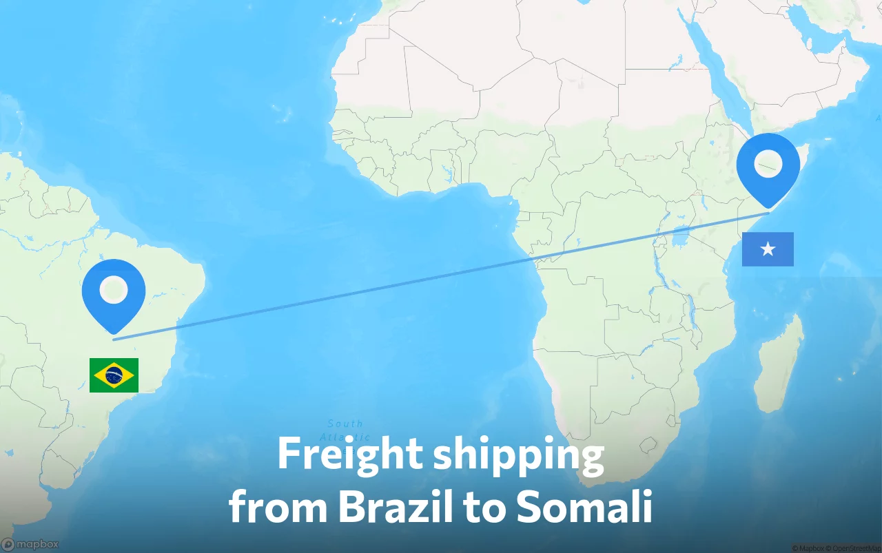 Shipping route from Brazil to Somali