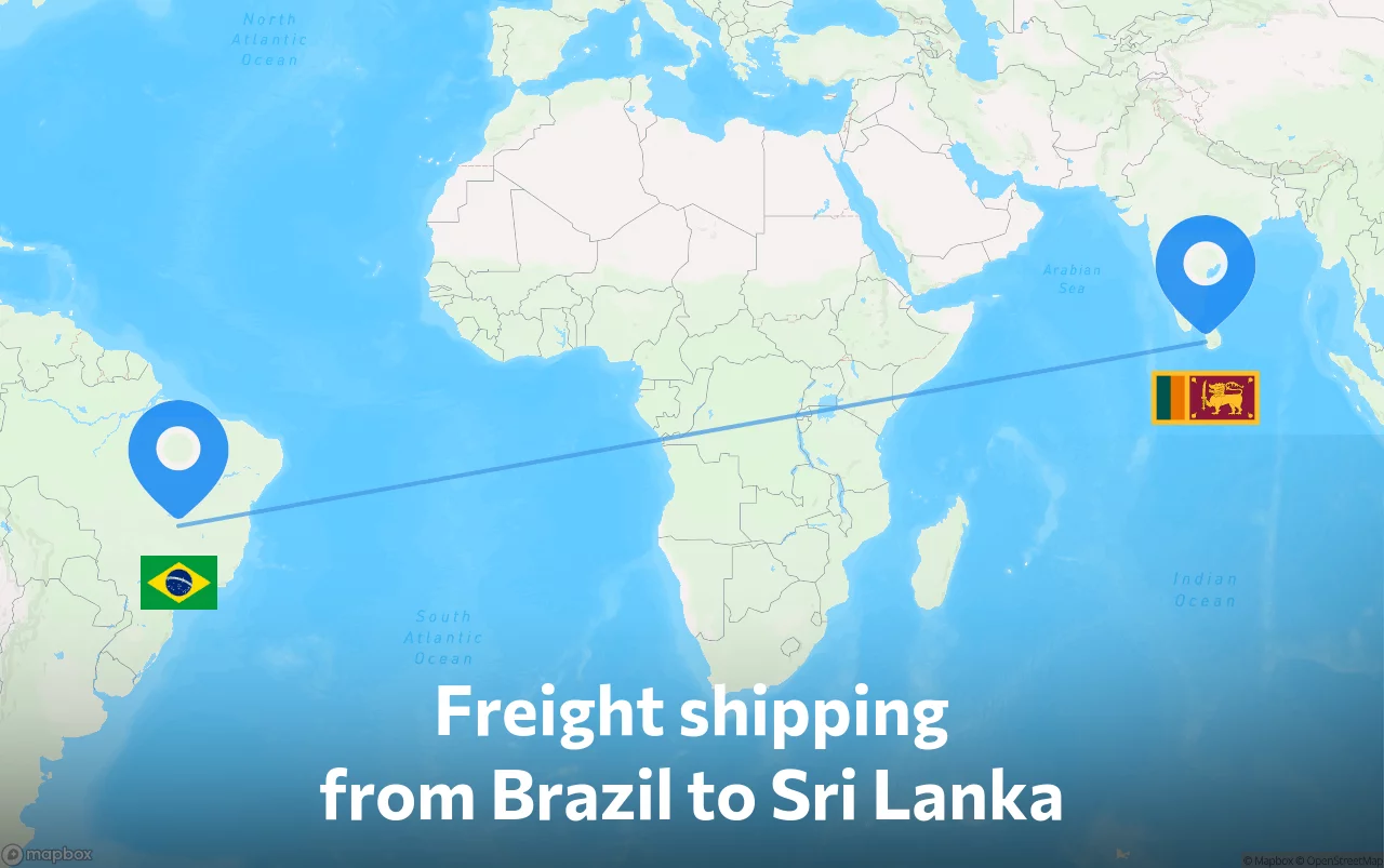 Shipping route from Brazil to Sri Lanka