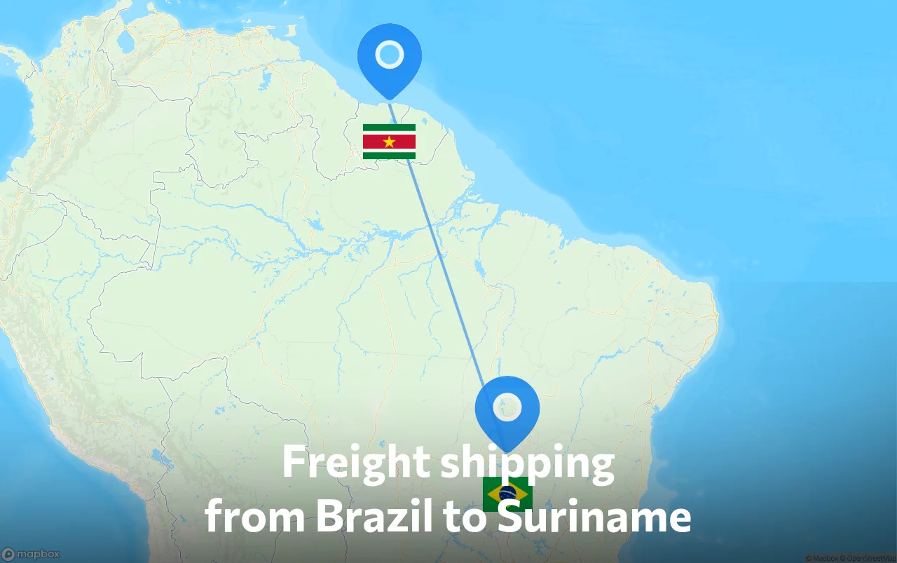 Shipping route from Brazil to Suriname