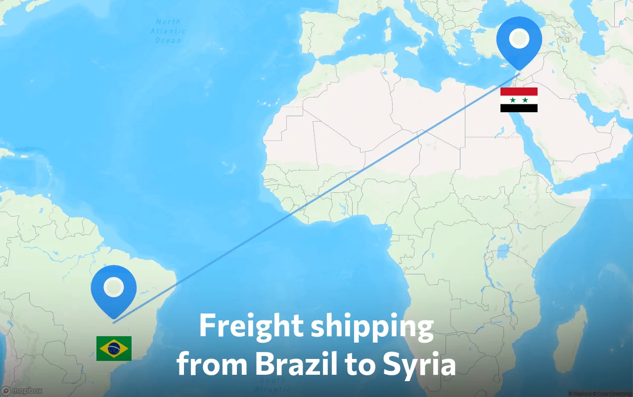 Shipping route from Brazil to Syria