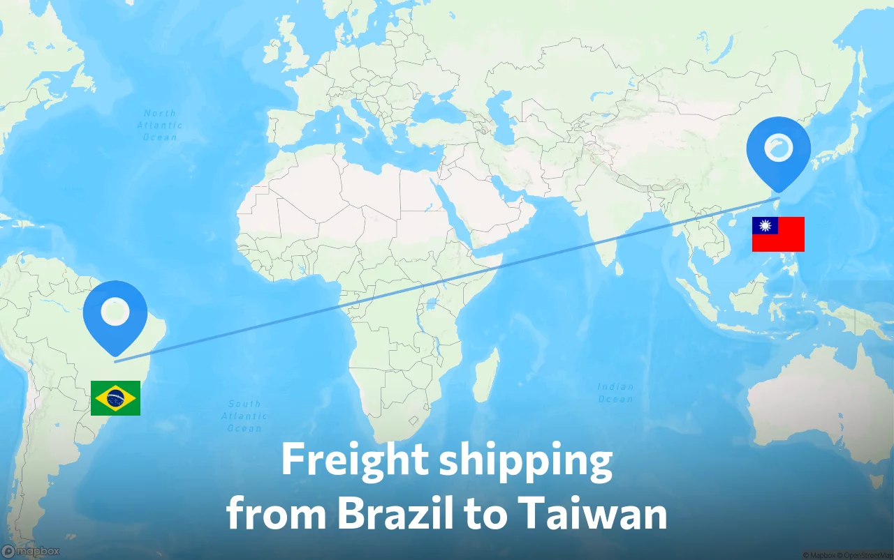Shipping route from Brazil to Taiwan
