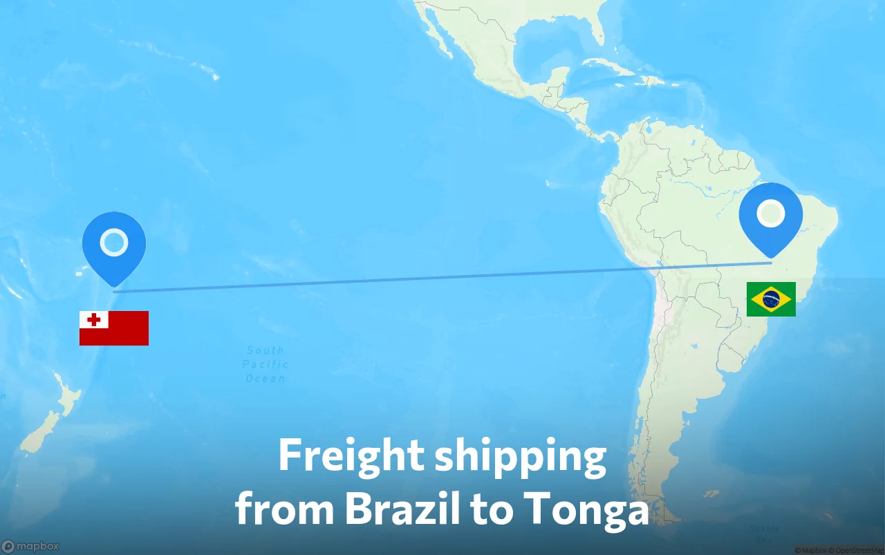 Shipping route from Brazil to Tonga