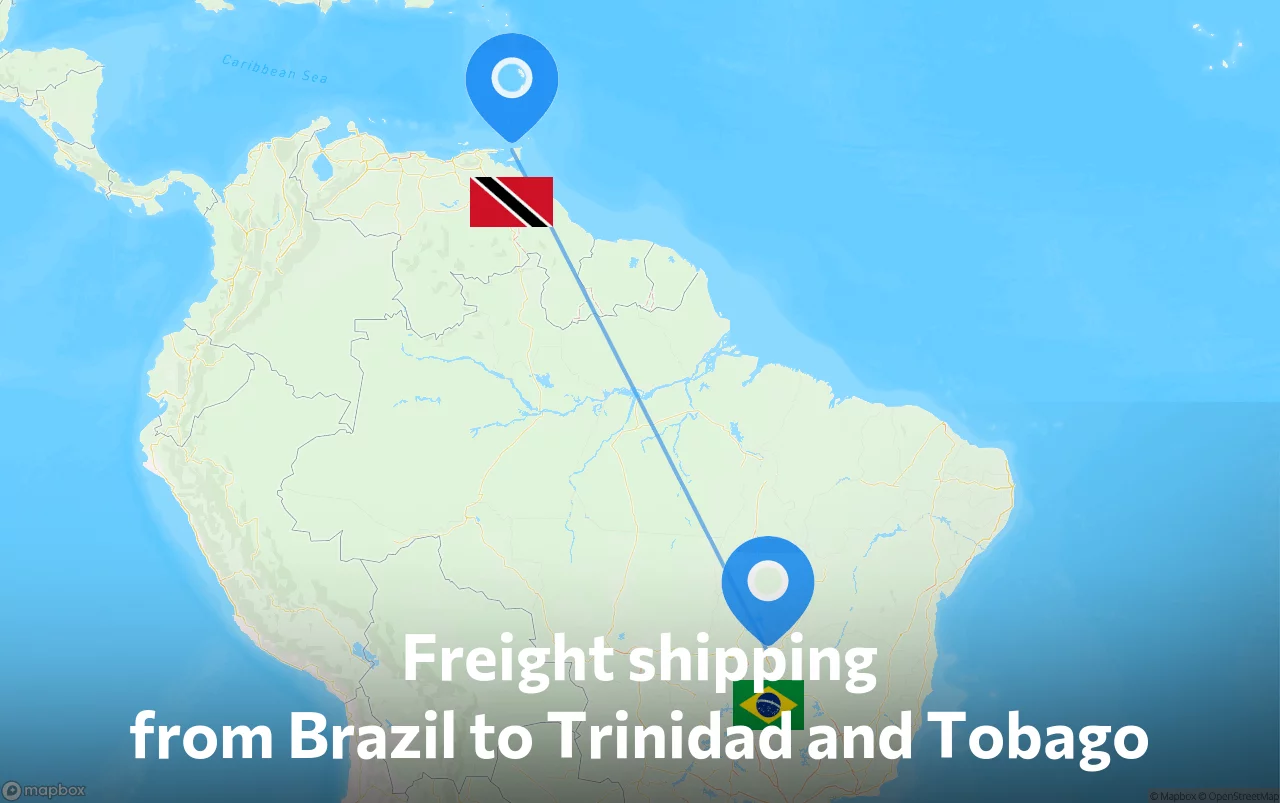 Shipping route from Brazil to Trinidad and Tobago