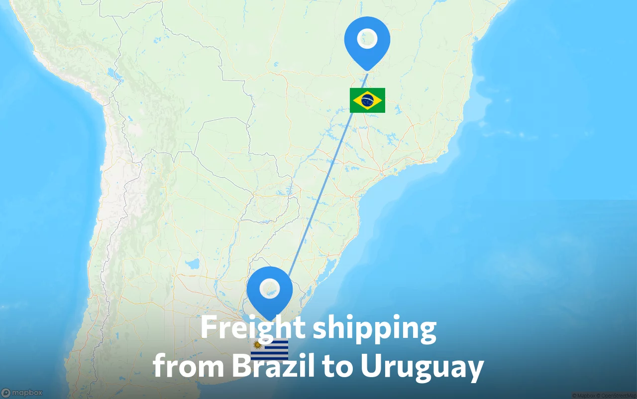Shipping route from Brazil to Uruguay