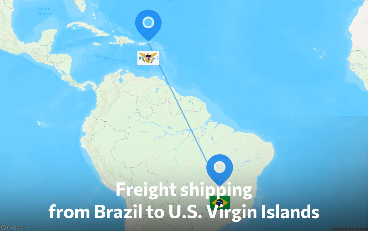 Shipping route from Brazil to U.S. Virgin Islands