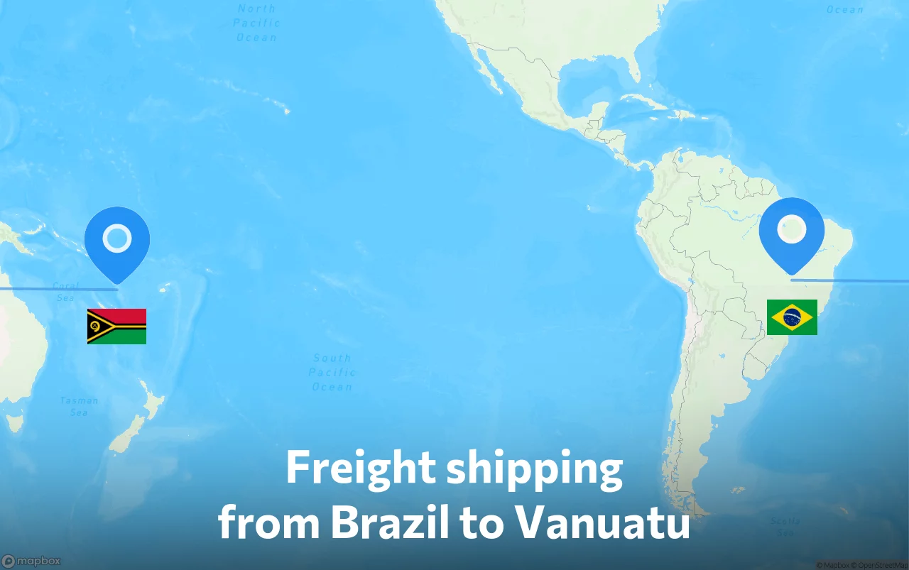 Shipping route from Brazil to Vanuatu
