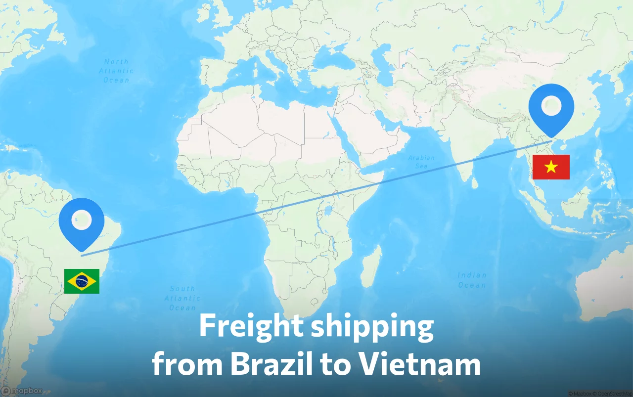 Shipping route from Brazil to Vietnam