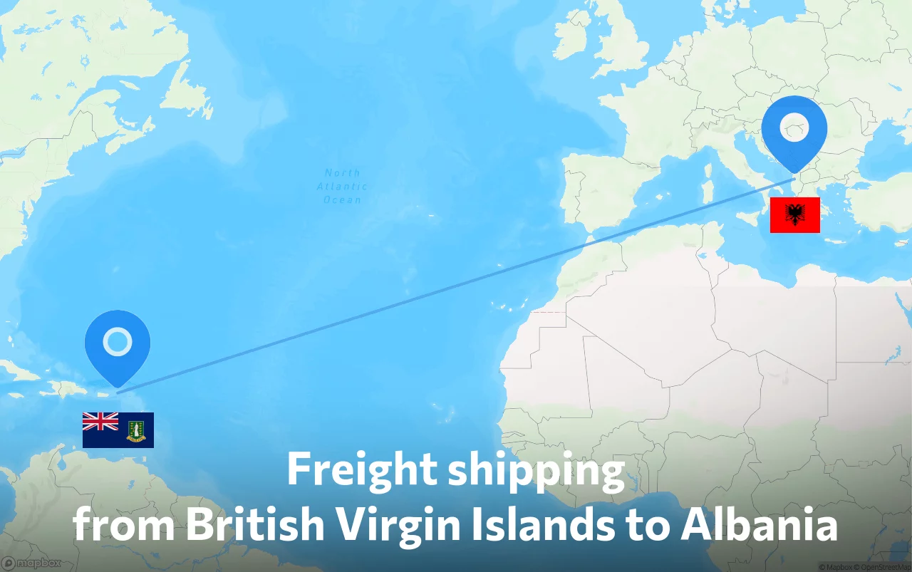 Shipping route from British Virgin Islands to Albania