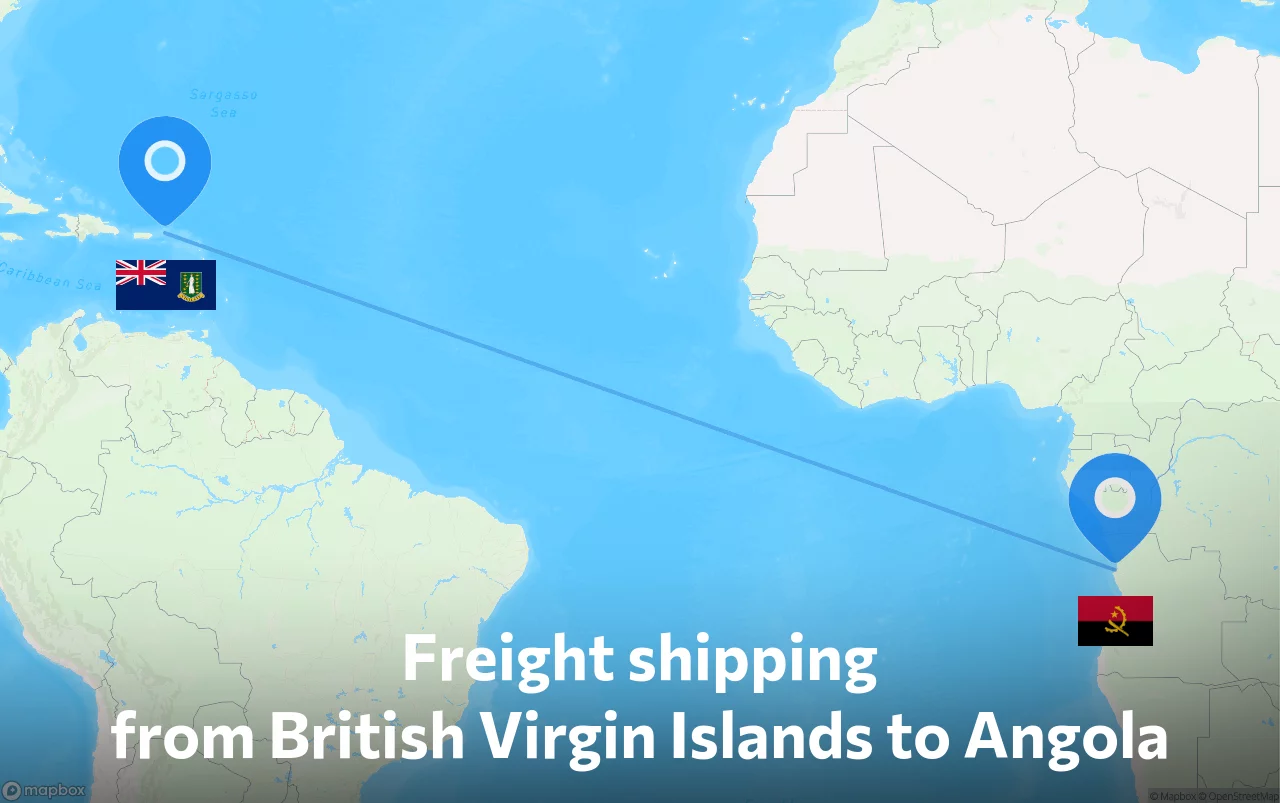 Shipping route from British Virgin Islands to Angola