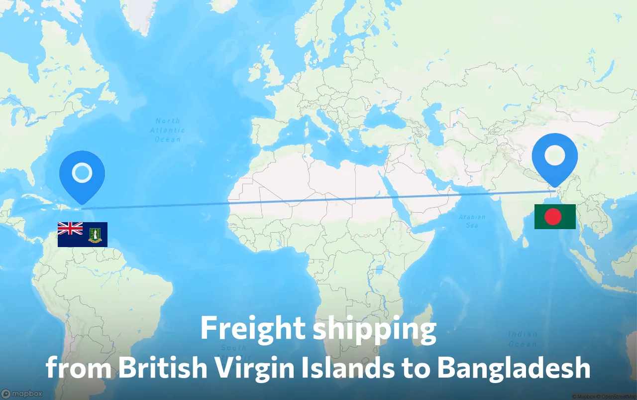 Shipping route from British Virgin Islands to Bangladesh