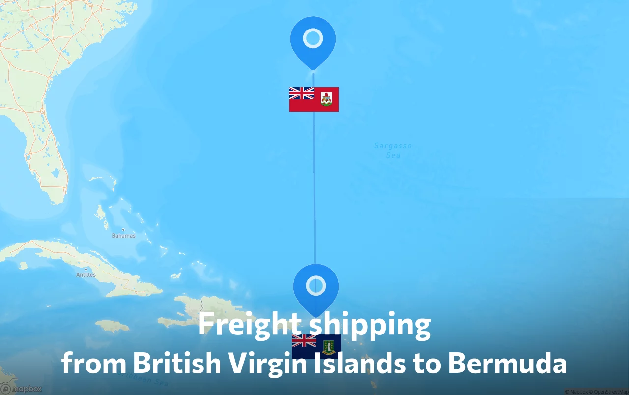 Shipping route from British Virgin Islands to Bermuda