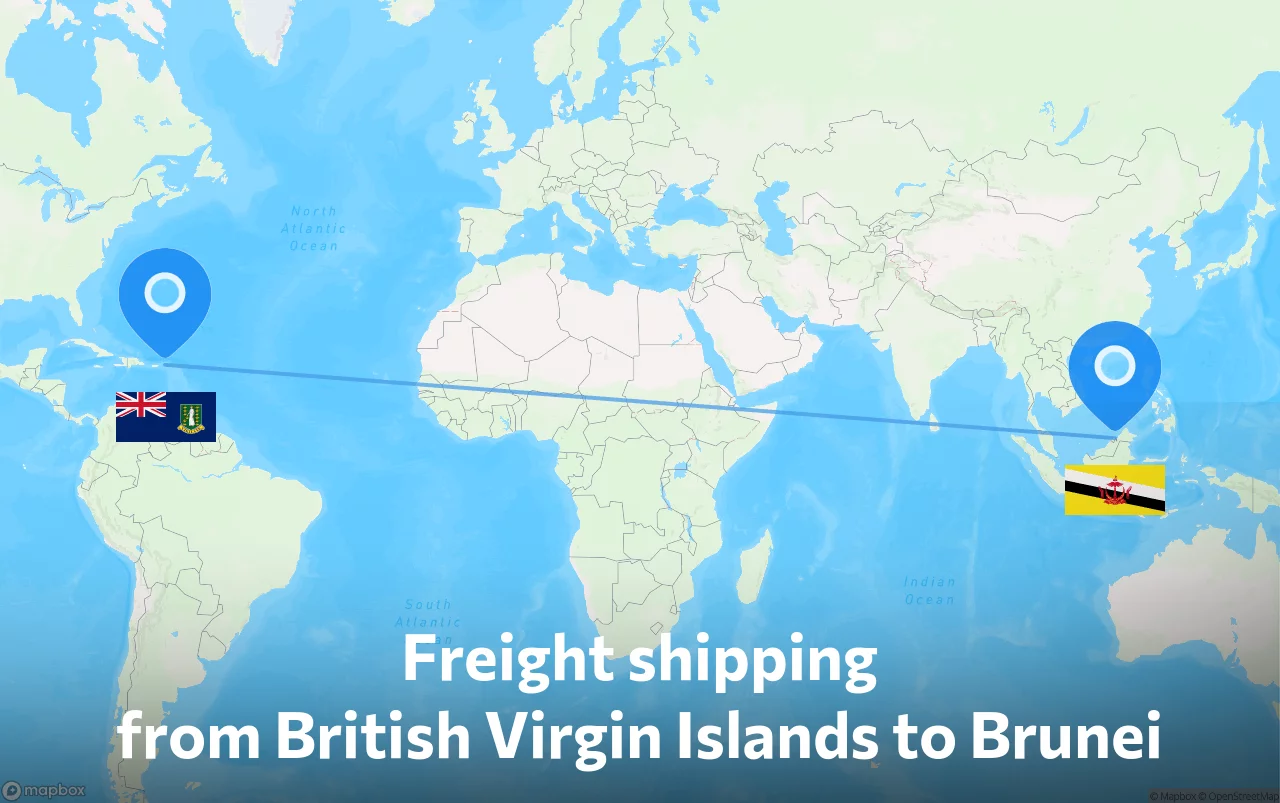 Shipping route from British Virgin Islands to Brunei