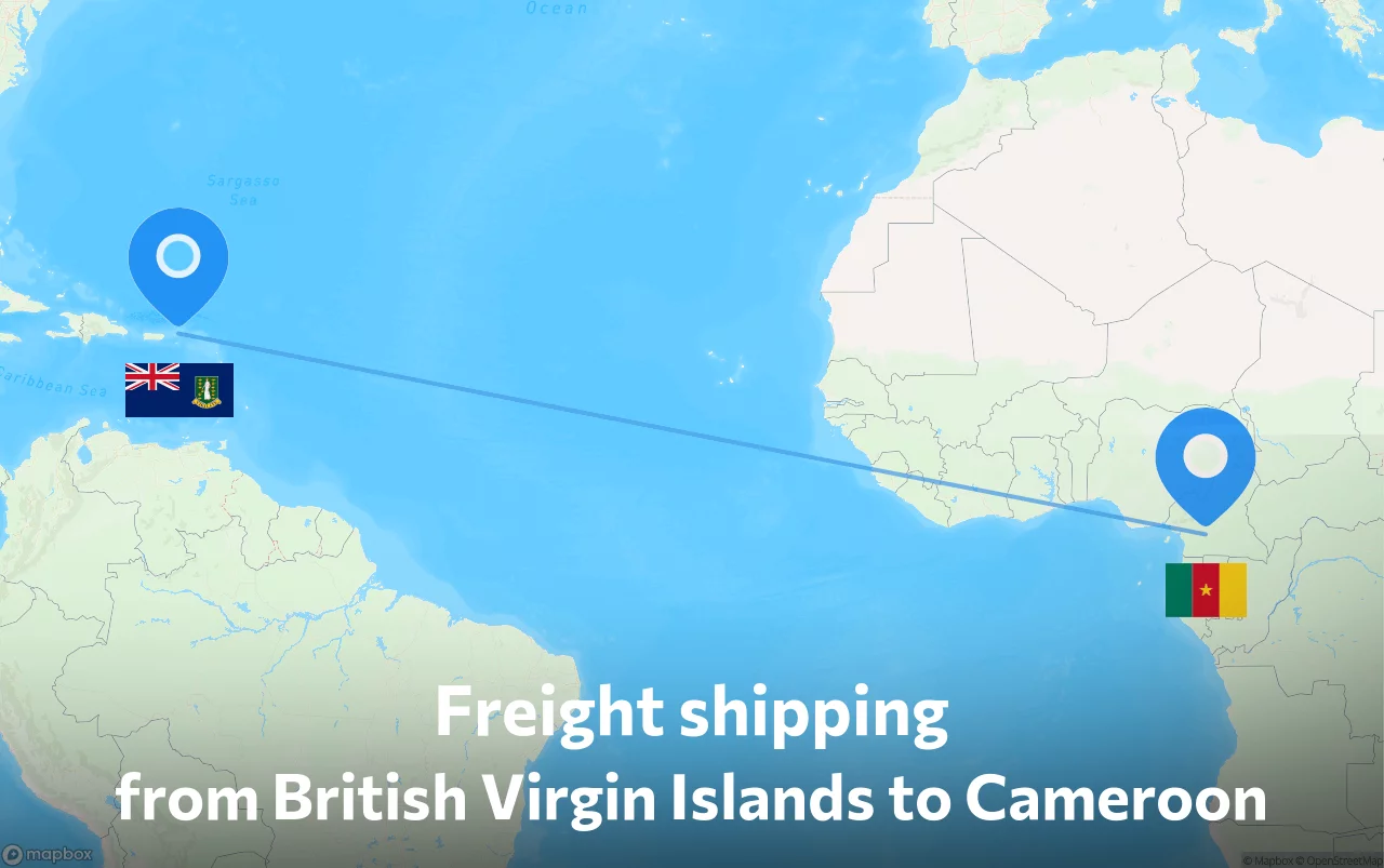 Shipping route from British Virgin Islands to Cameroon