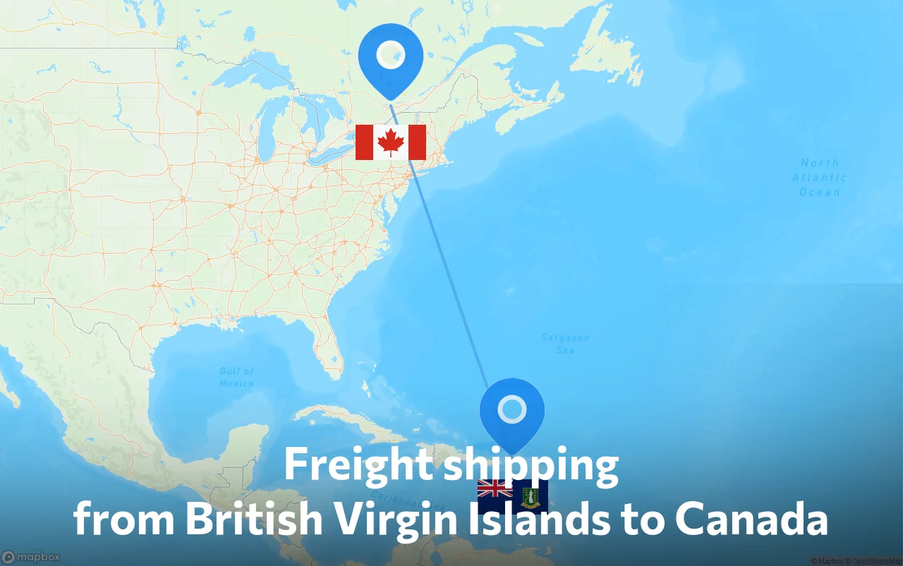 Shipping route from British Virgin Islands to Canada