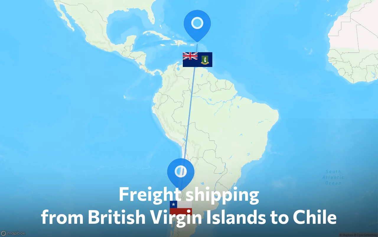 Shipping route from British Virgin Islands to Chile
