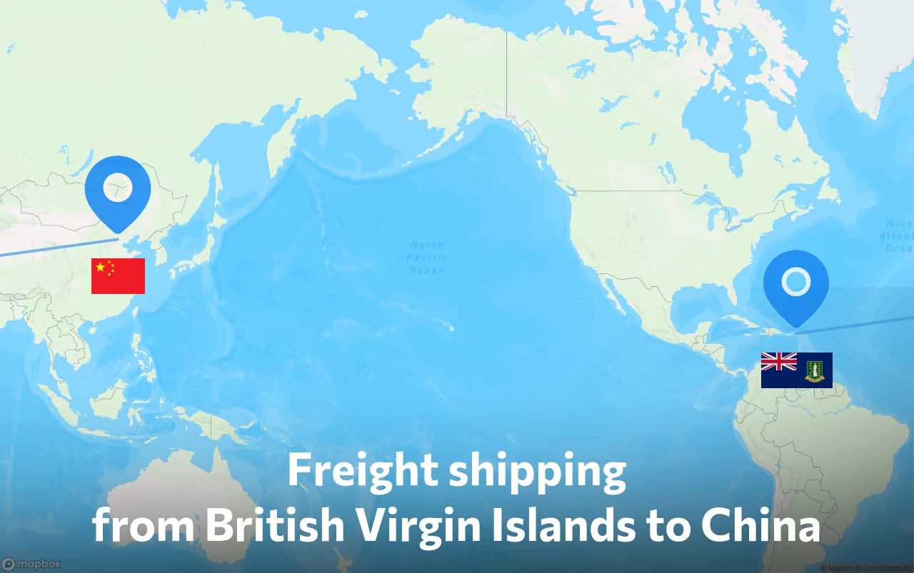 Shipping route from British Virgin Islands to China