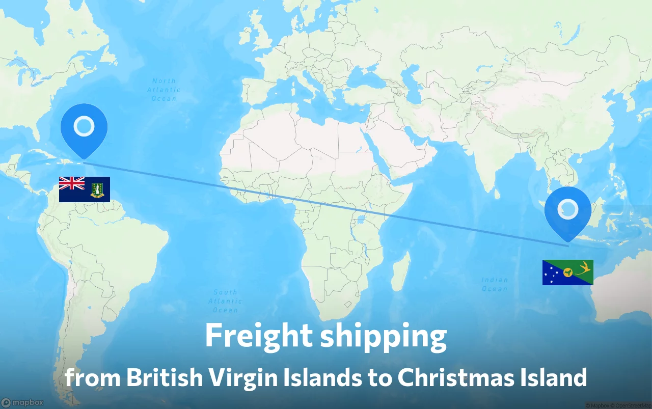 Shipping route from British Virgin Islands to Christmas Island