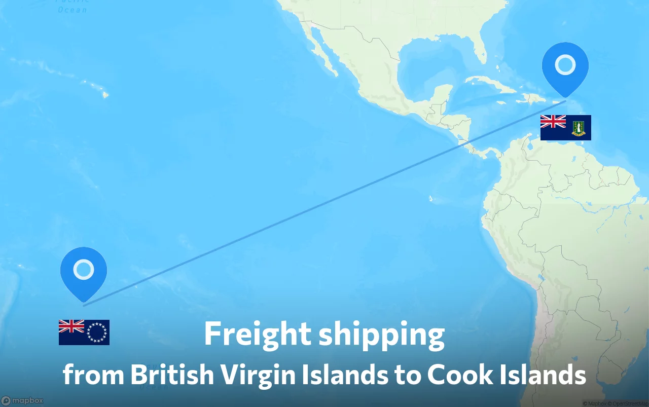 Shipping route from British Virgin Islands to Cook Islands