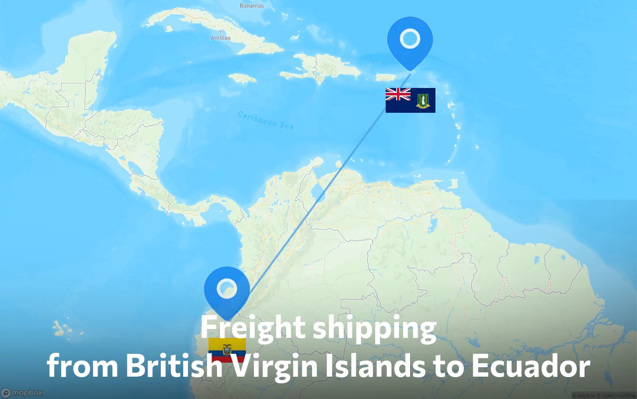 Shipping route from British Virgin Islands to Ecuador