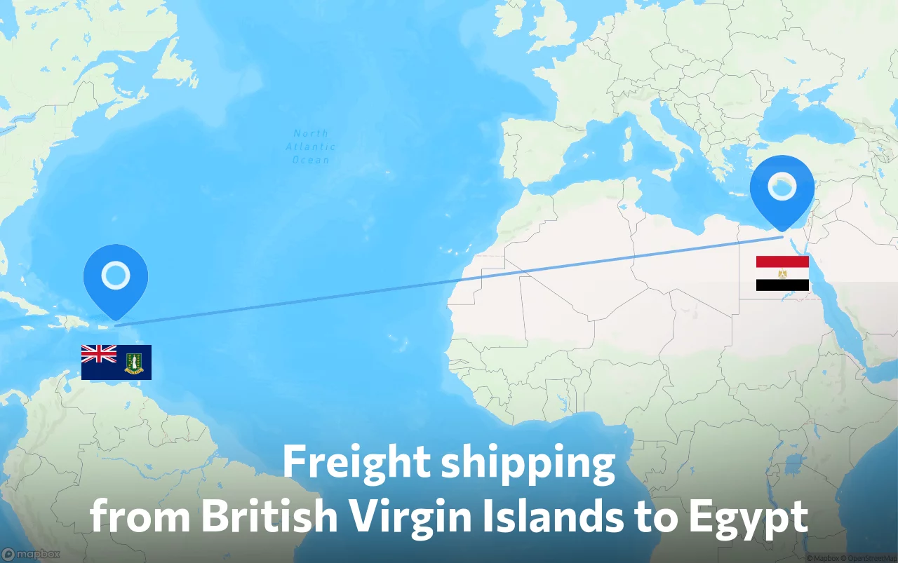 Shipping route from British Virgin Islands to Egypt