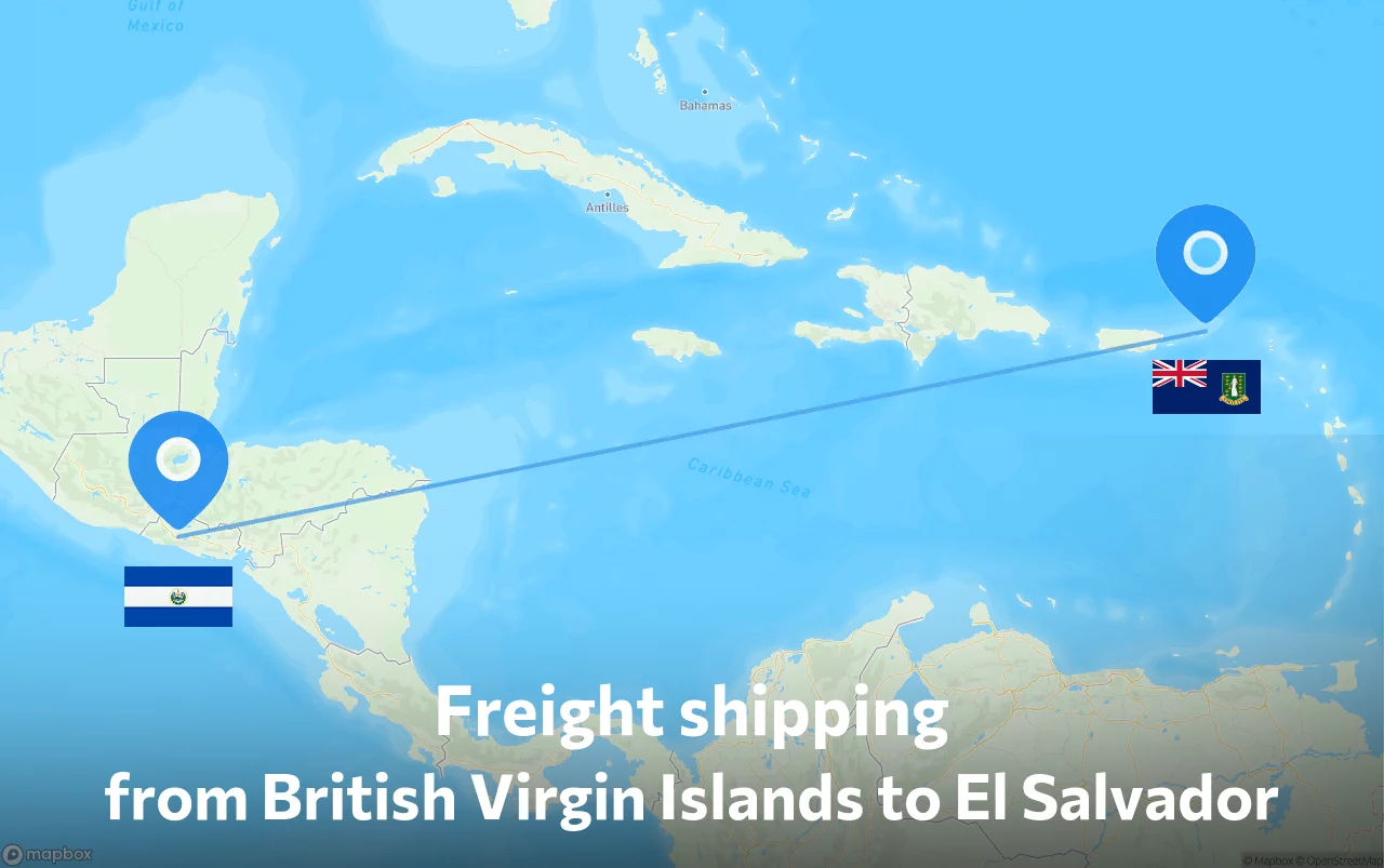 Shipping route from British Virgin Islands to El Salvador