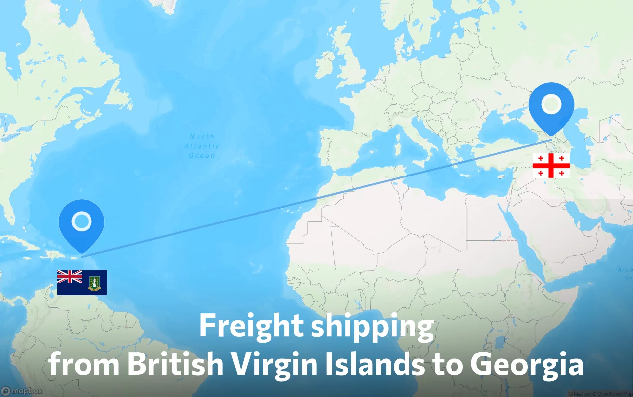 Shipping route from British Virgin Islands to Georgia