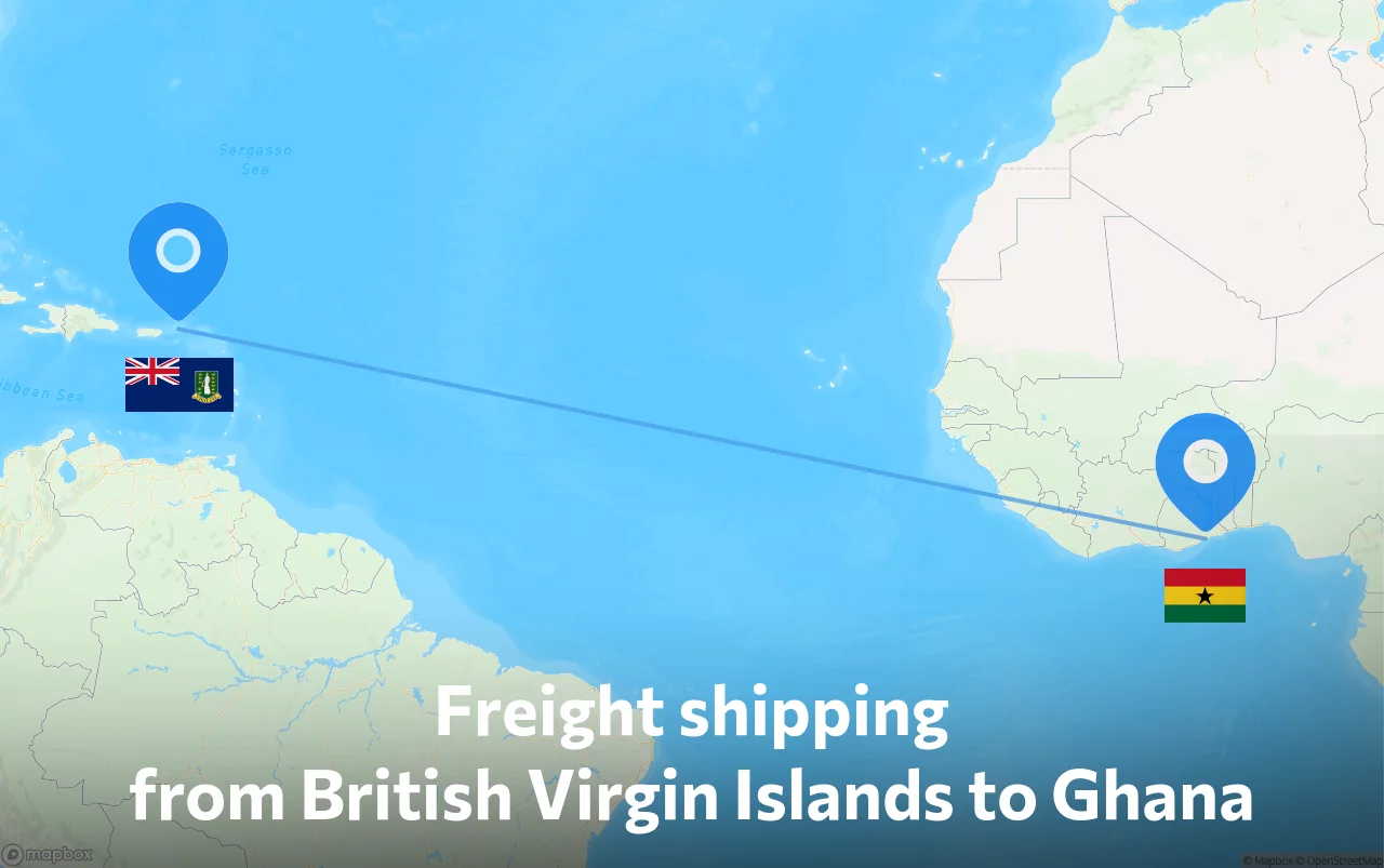 Shipping route from British Virgin Islands to Ghana