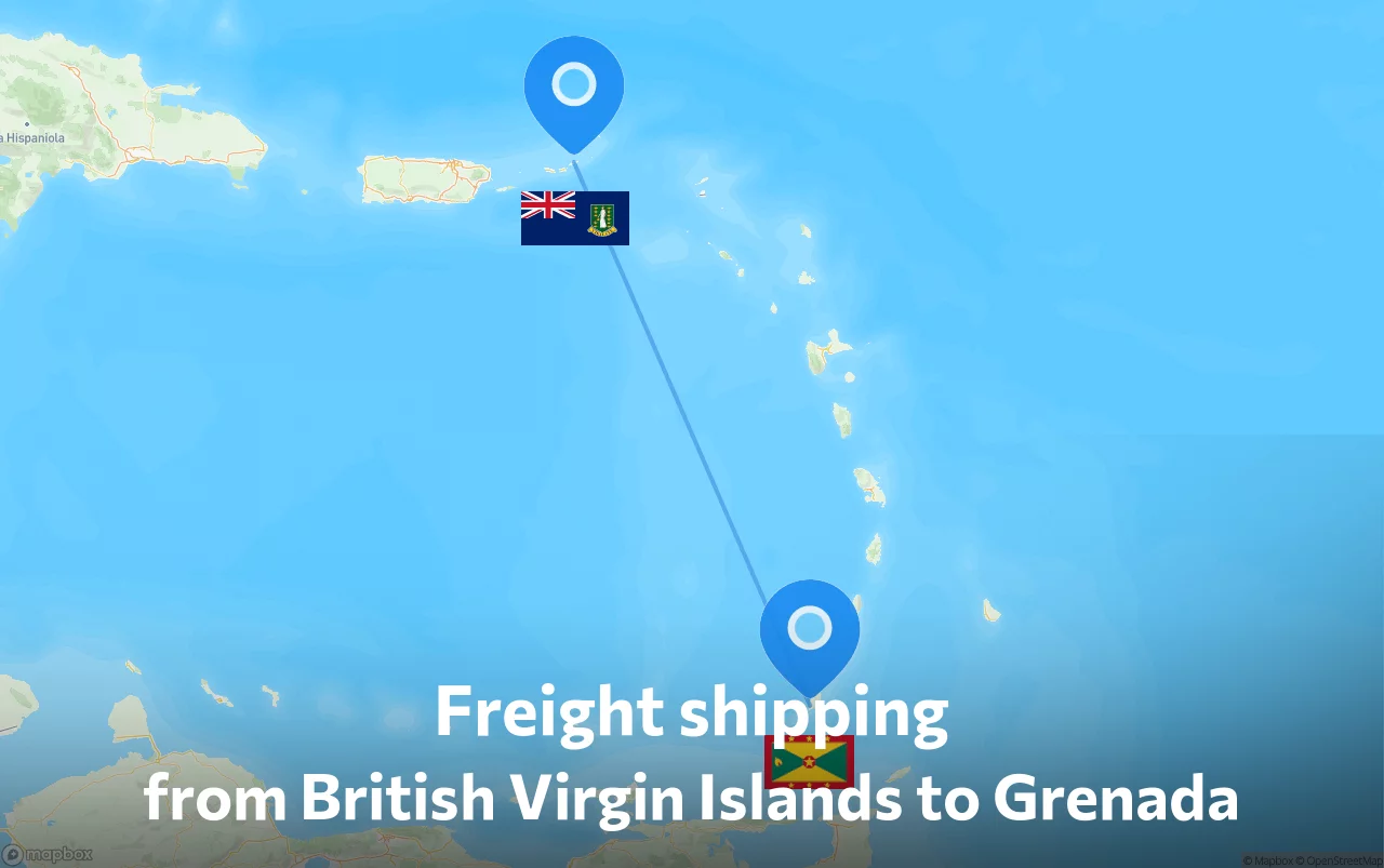 Shipping route from British Virgin Islands to Grenada