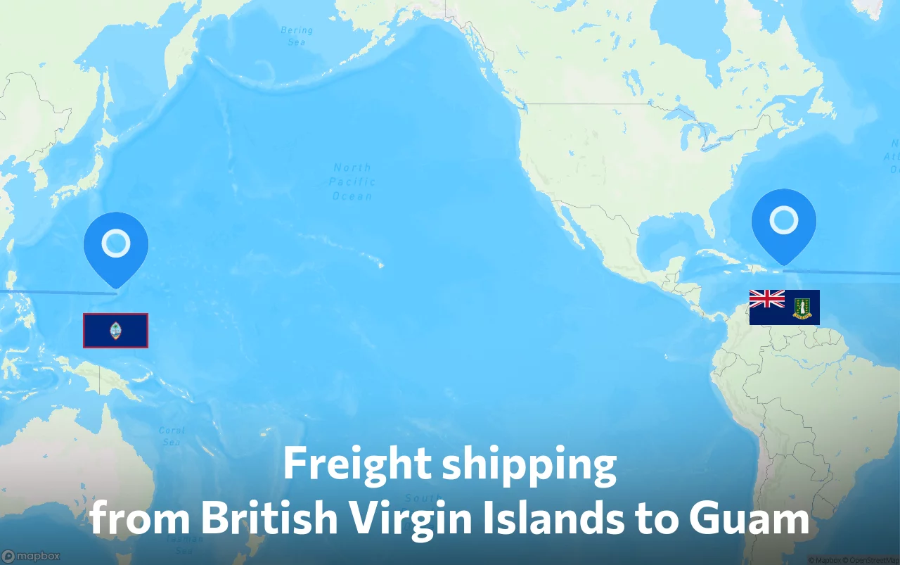 Shipping route from British Virgin Islands to Guam