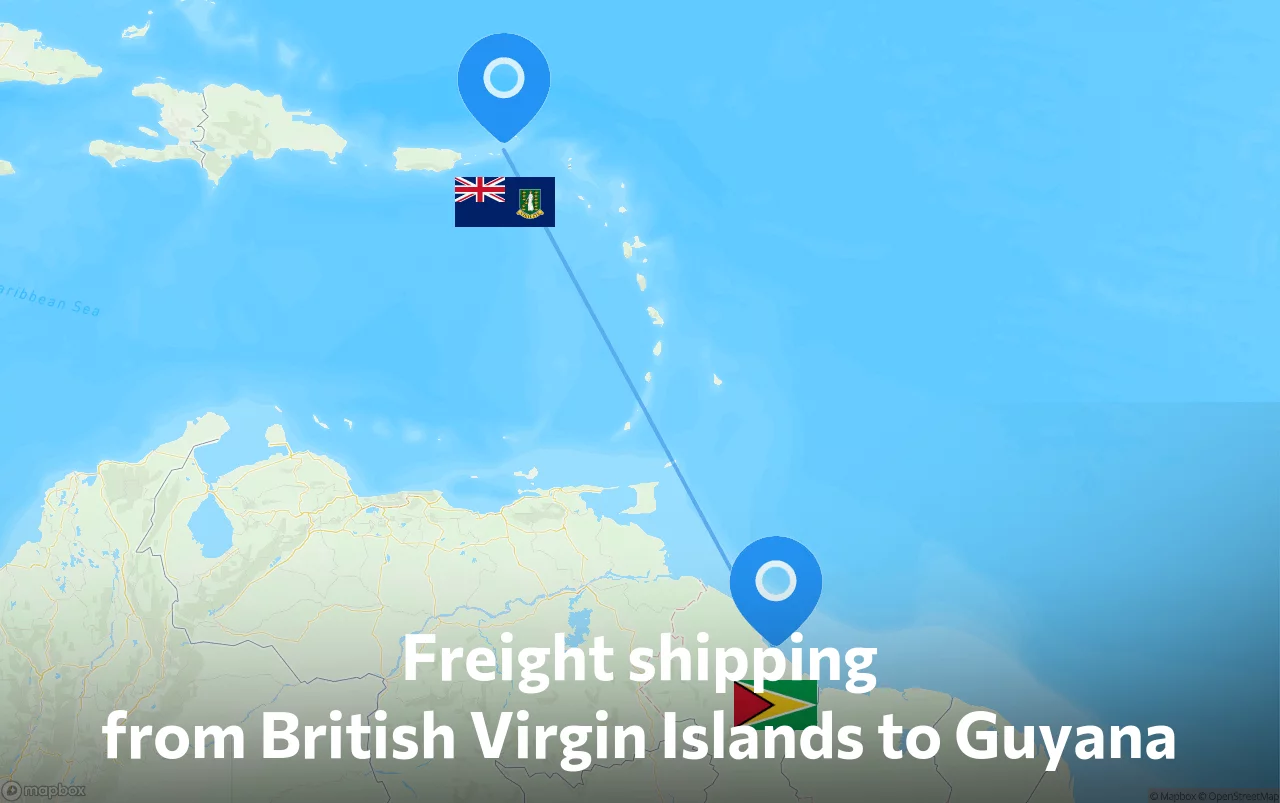 Shipping route from British Virgin Islands to Guyana