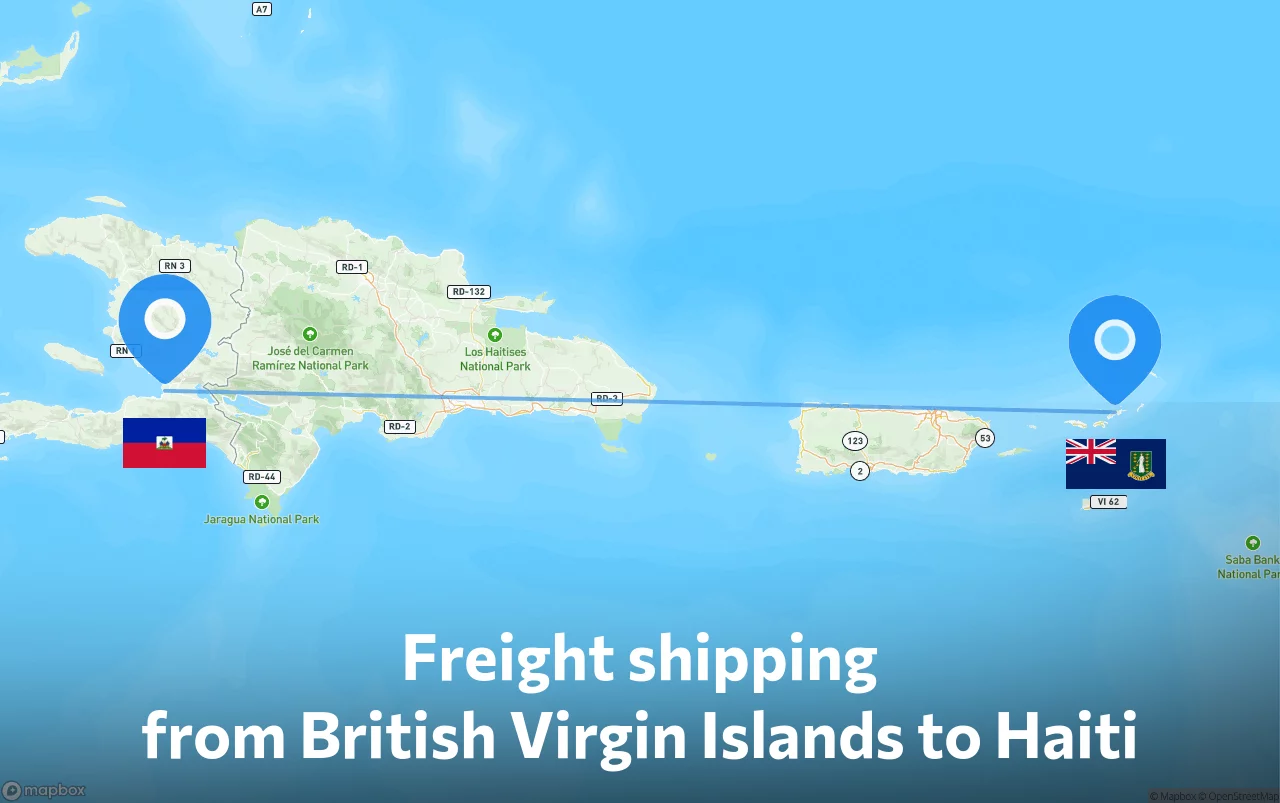 Shipping route from British Virgin Islands to Haiti